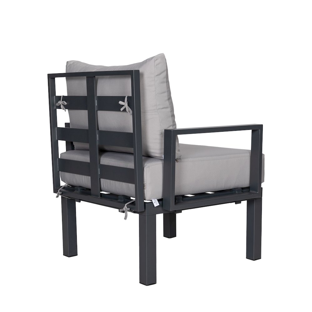 Chelsea 7-Piece Patio Sectional And Fire Pit Table Black Aluminum With Cushions. Picture 19