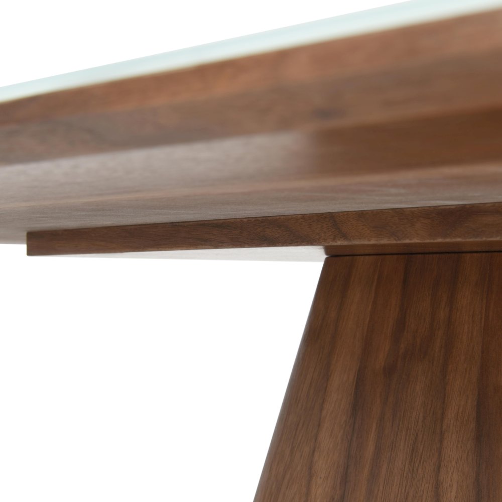 Modern Dining Wooden Square Dining Table Walnut With Marbled Top. Picture 7