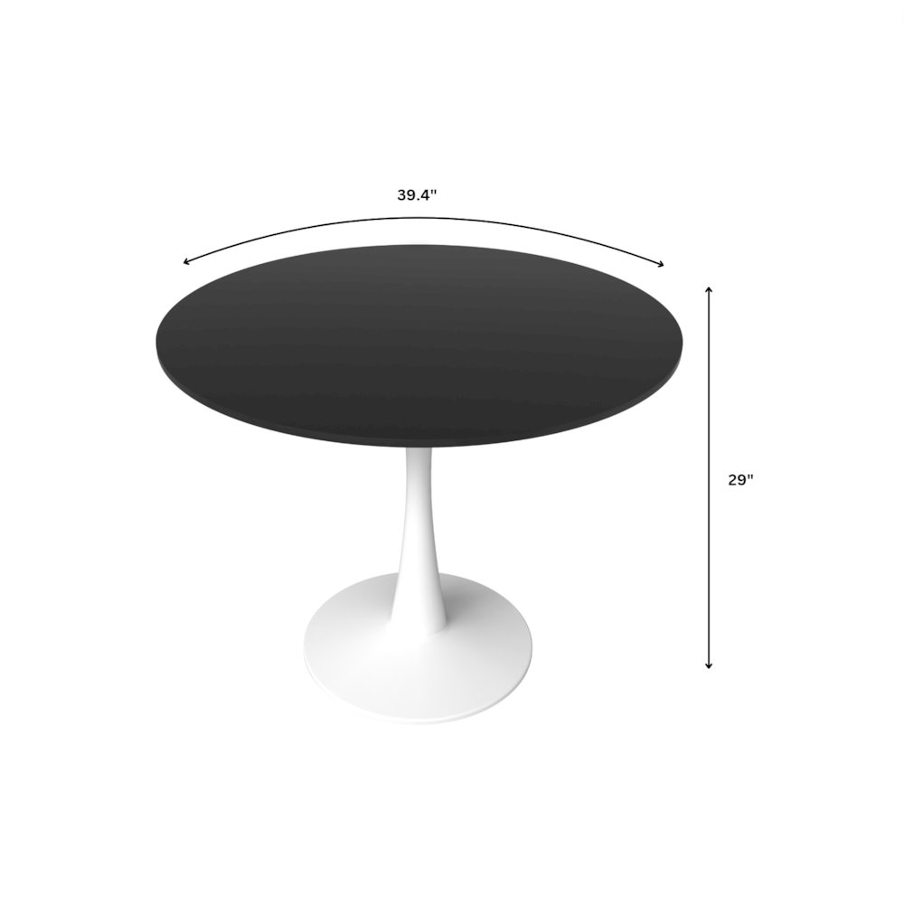 Bristol, 40" Round dining table in White Base with Blacktop. Picture 19