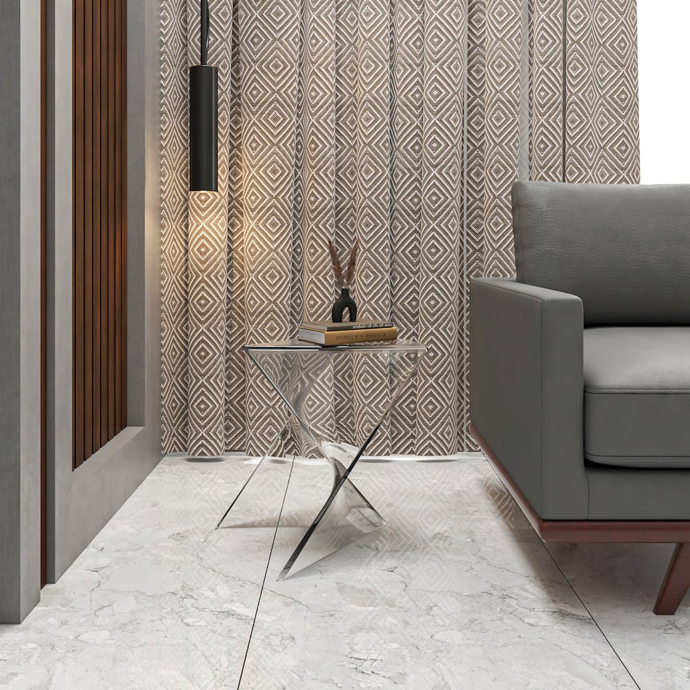 Randolph Modern Accent Side Table Indoor and Outdoor Use Clear Set of 2. Picture 7