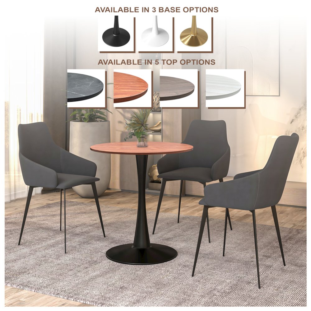 Bristol Dining table, Black Base with 27 Round Cognac Brown MDF top. Picture 9