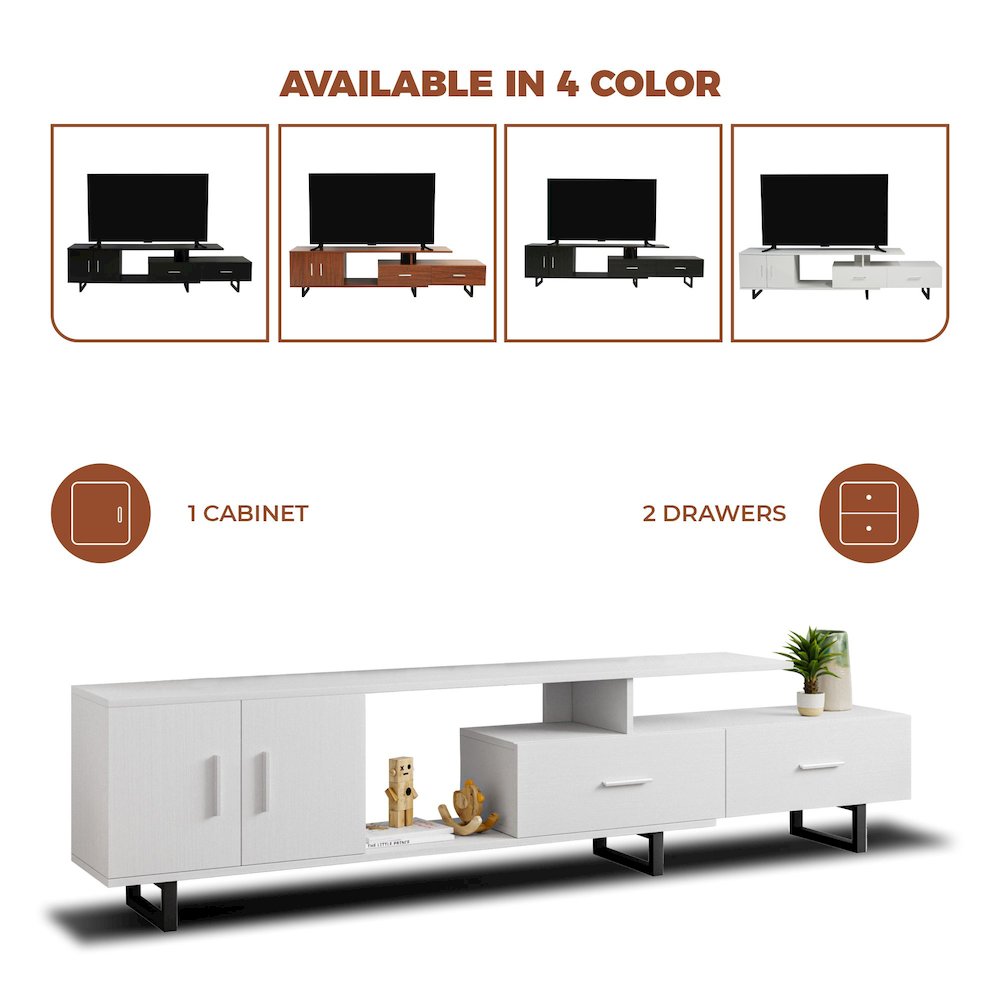 Avery Mid-Century Modern TV Stand with MDF Cabinet and Powder Coated Steel Legs. Picture 27