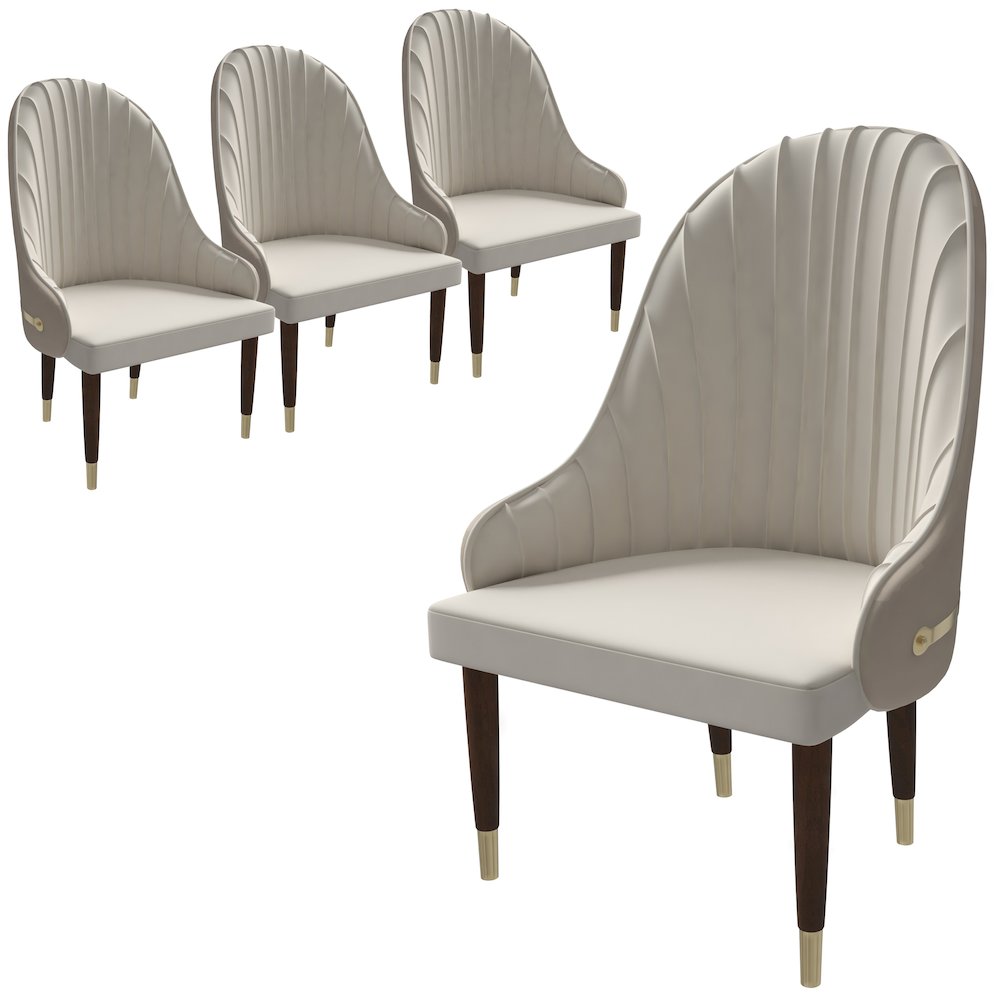 Elara Collection Wooden Dining Chair in Cream Set of 4. Picture 7