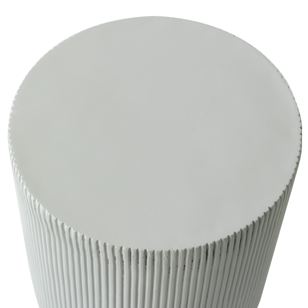 Eden Collection Fiberglass Outdoor Side Table in Light Grey. Picture 12