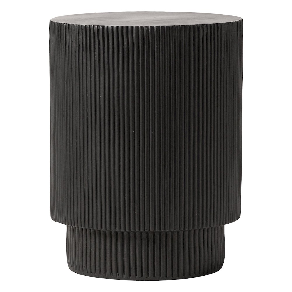 Eden Collection Fiberglass Outdoor Side Table in Black. Picture 1