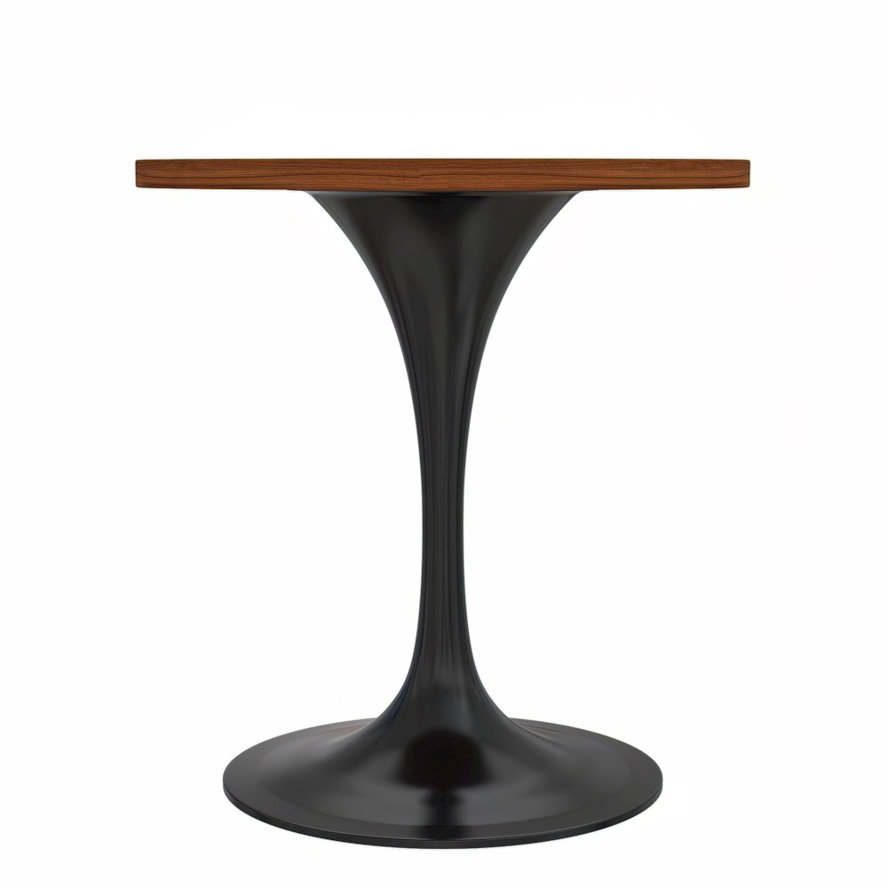 Verve Collection 27 Round Dining Table, Black Base with Cognac Brown MDF Top. Picture 6