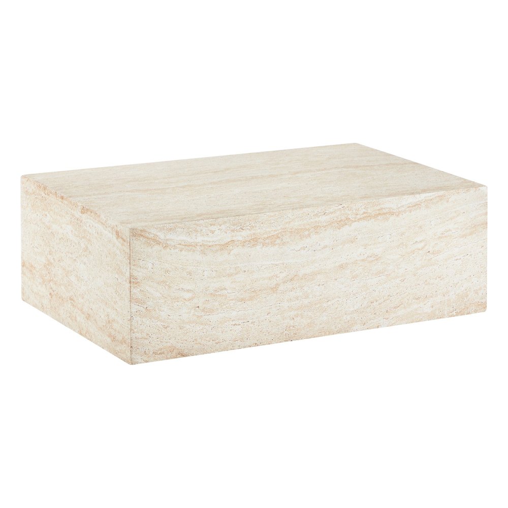 Maya Collection Outdoor/Indoor Coffee Table in Travertine. Picture 1