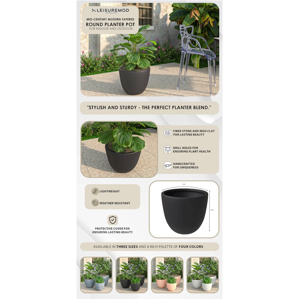 Dahlia Series Poly Stone Planter in Black 17.5 Dia, 13.6 High. Picture 12