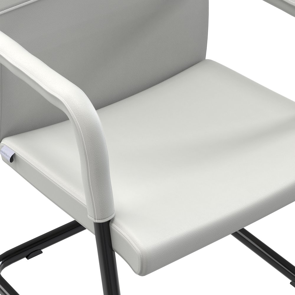 Evander Office Guest Chair in White Leather. Picture 22
