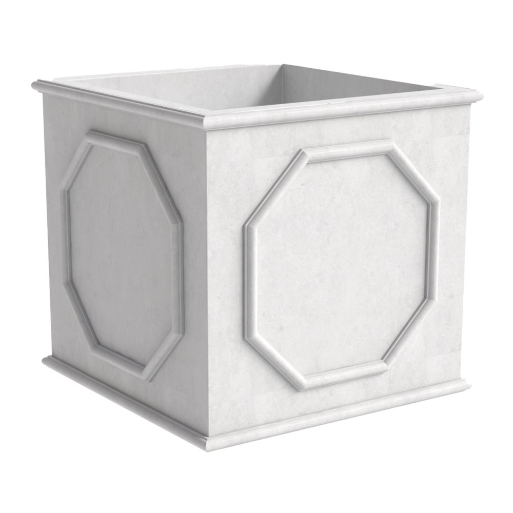 Sprout Series Cubic Fiber Stone Planter in White 8 Cube. Picture 6