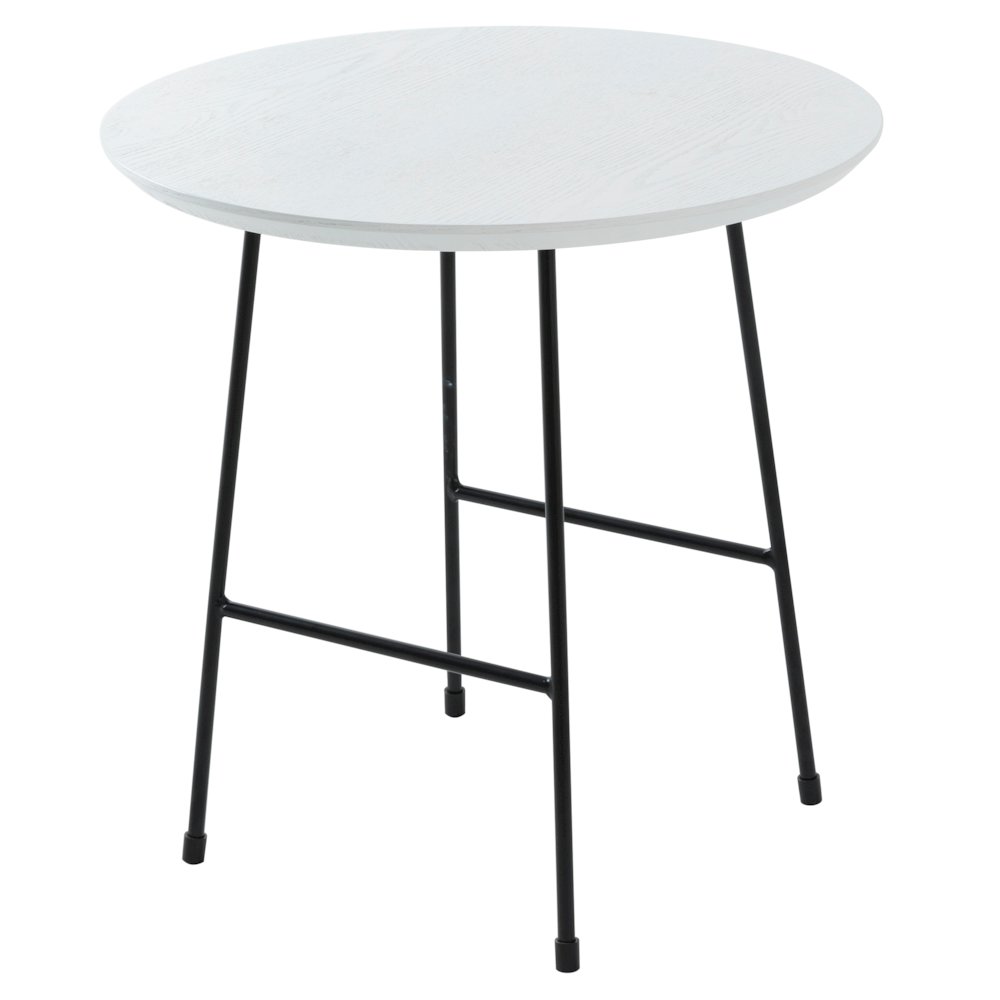 Rossmore Mid Century Modern Round Side Table With Black Steel Frame. Picture 23