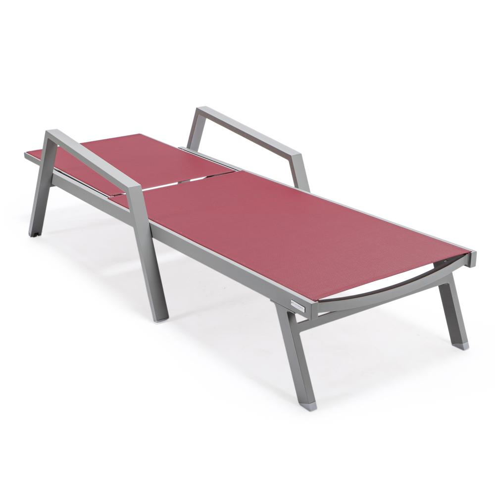 Marlin Patio Chaise Lounge Chair With Armrests in Grey Aluminum Frame. Picture 7