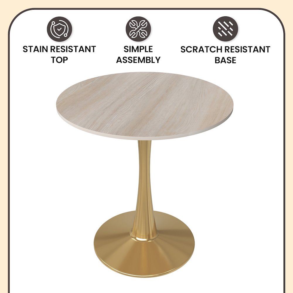 Bristol 27" round dining table Gold base with marbled MDF top. Picture 18