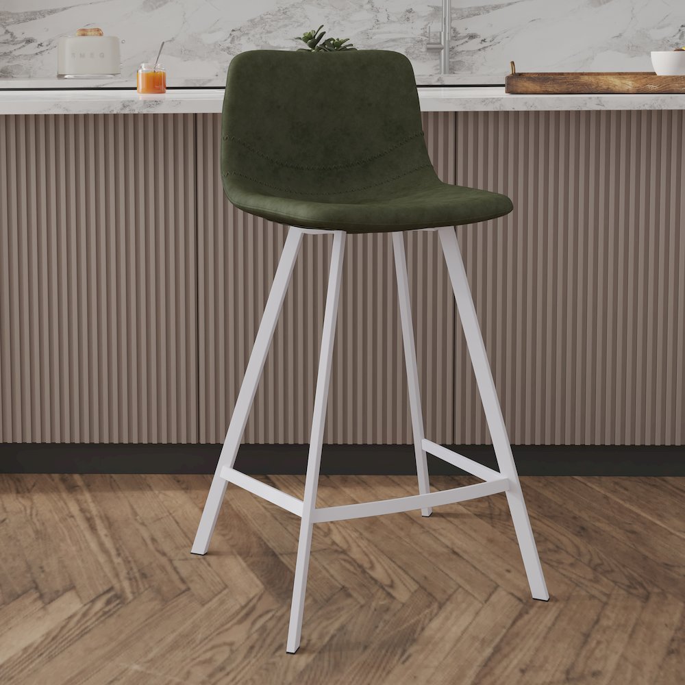 Elland - Counter stool - Olive Green- White Base. Picture 2