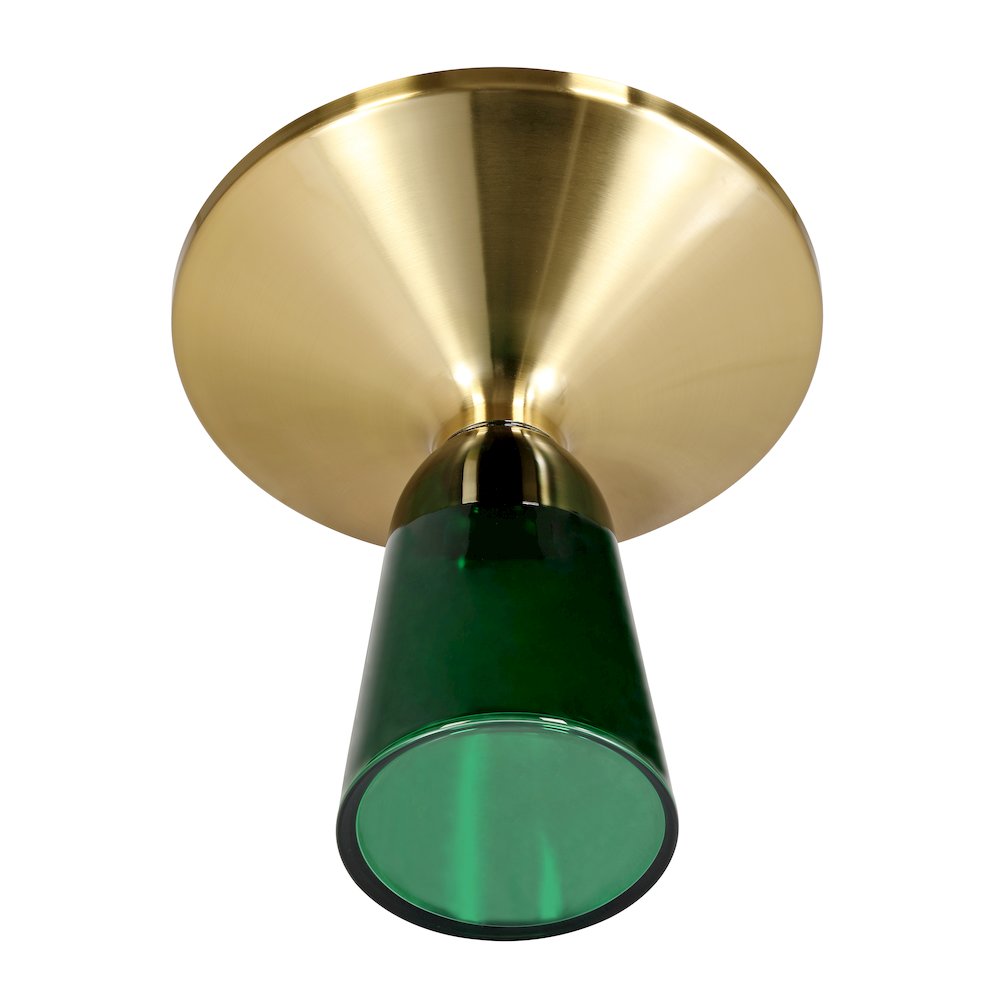 Tully Collection Glass side Table Green glass, Gold Rim with Black Glass top. Picture 16