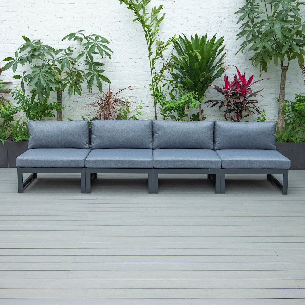 Chelsea 4-Piece Middle Patio Chairs Black Aluminum With Cushions. Picture 9