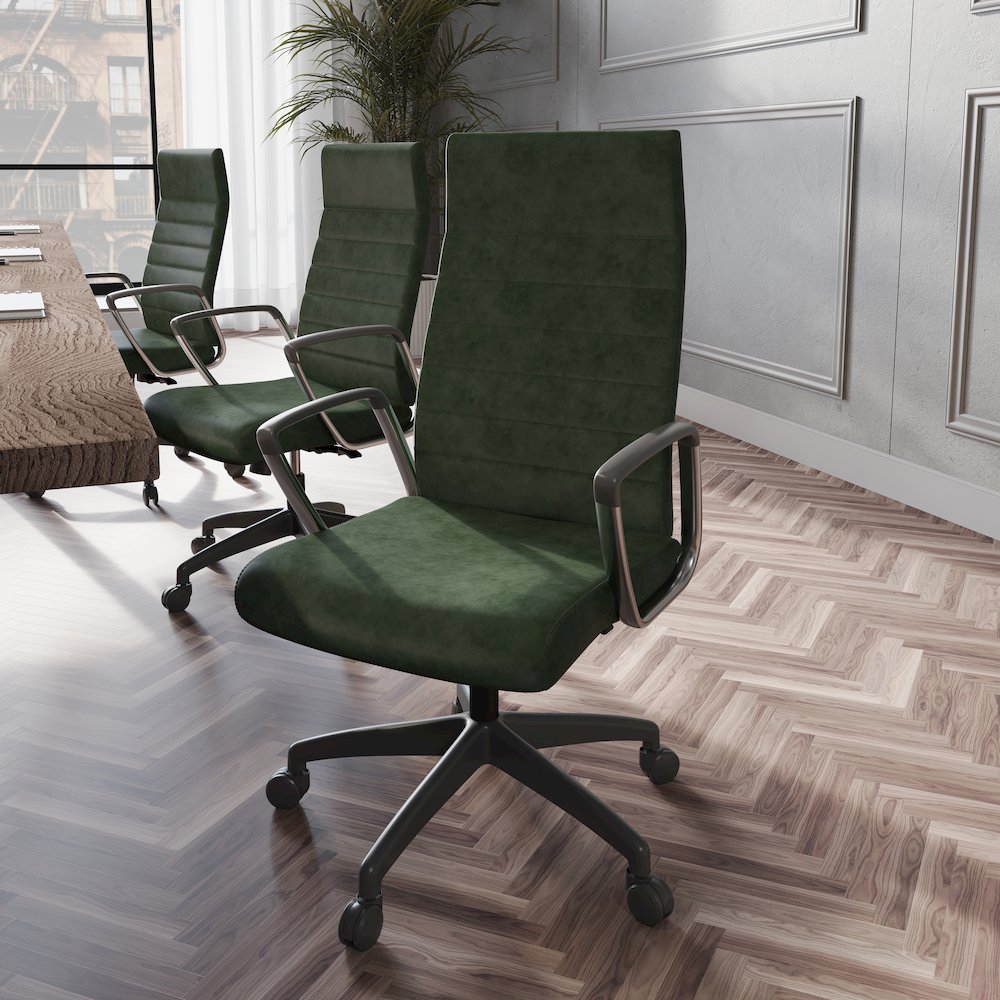 Hilton Leather Office Chair in Green. Picture 11