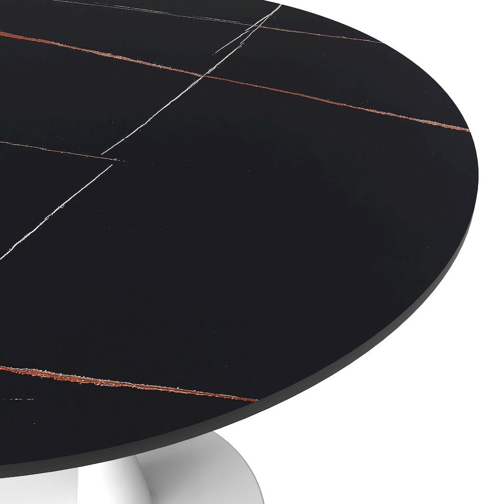 Bristol 31" round dining table White base with Black Sintered stone Top. Picture 4