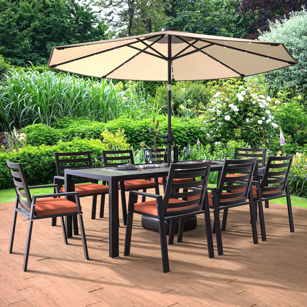 Chelsea Modern Patio Dining Armchair in Aluminum with Removable Cushions. Picture 28