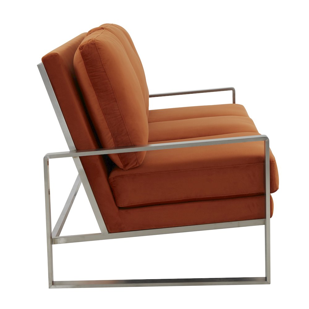 Jefferson Contemporary Modern Design Velvet Sofa With Silver Frame. Picture 4