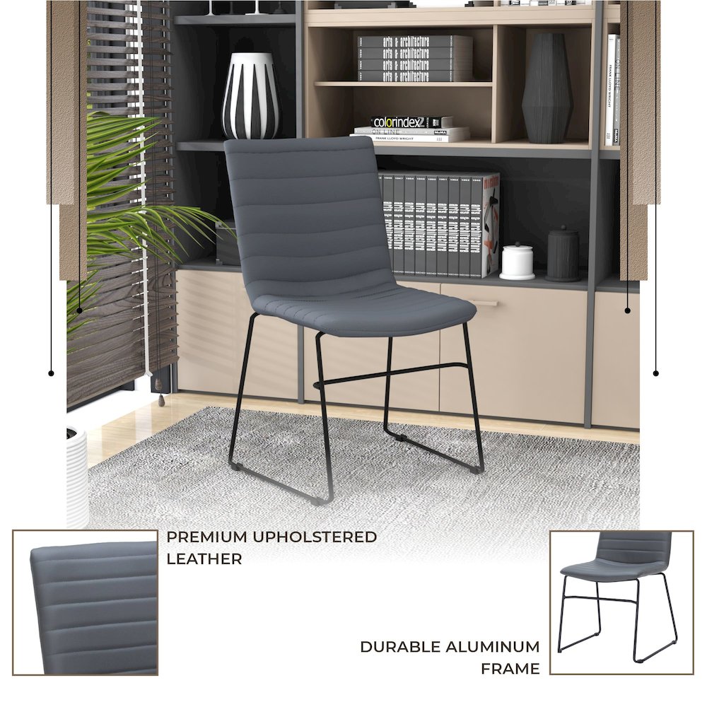 Zylar Series Office Guest Chair in Grey Leather. Picture 12