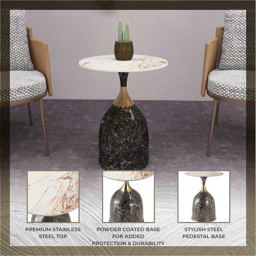 Oslo Collection Modern End Table In Marbled Brown. Picture 37