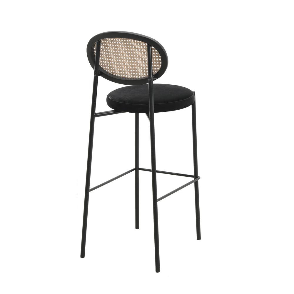 Euston Modern Wicker Bar Stool With Black Steel Frame, Set of 2. Picture 4