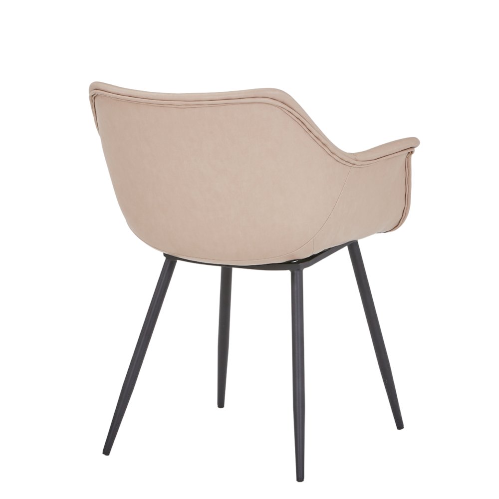 Markley Modern Leather Dining Arm Chair in Taupe. Picture 13