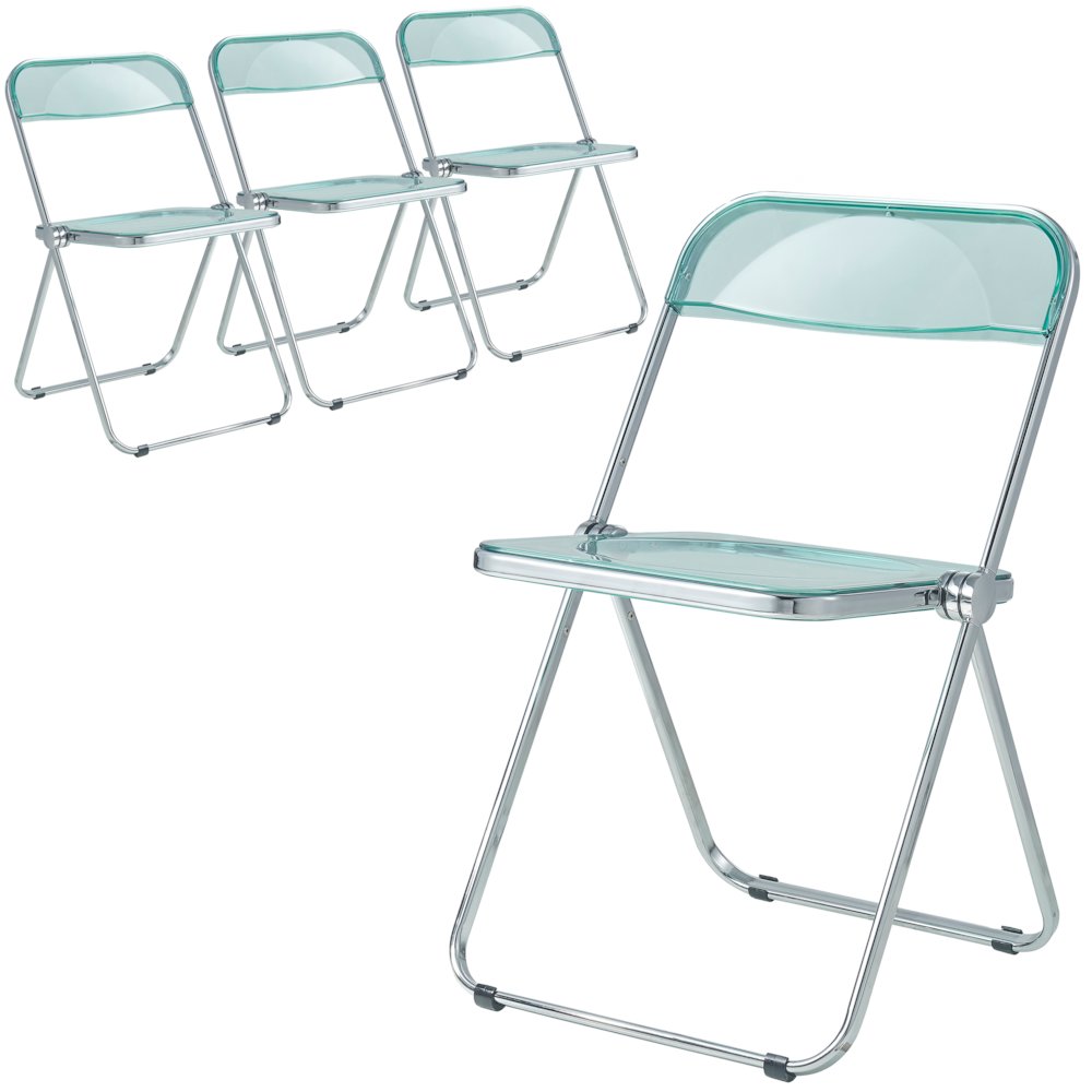 Lawrence Acrylic Folding Chair With Metal Frame, Set of 4. Picture 16