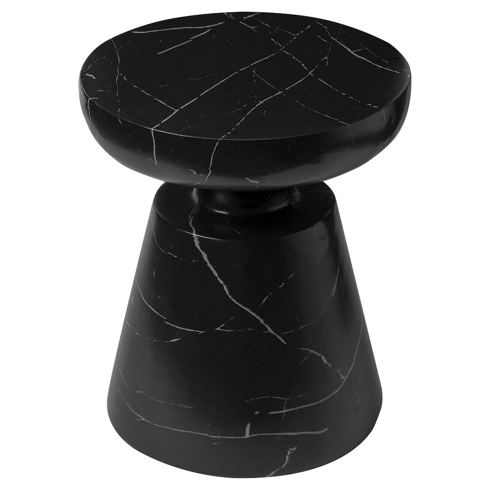 Isle Collection Fiberglass Outdoor Side Table in Marbled Black. Picture 10