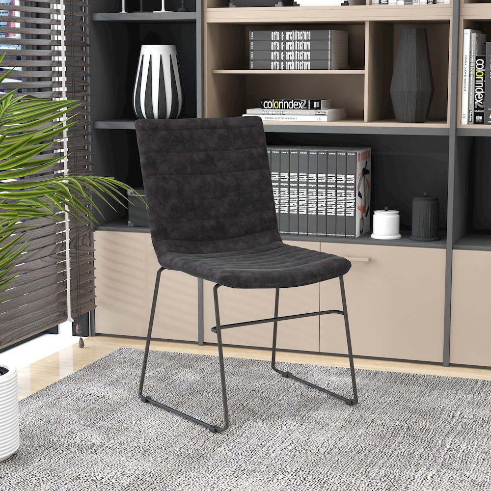 Zylar Series Office Guest Chair in Charcoal Leather. Picture 12