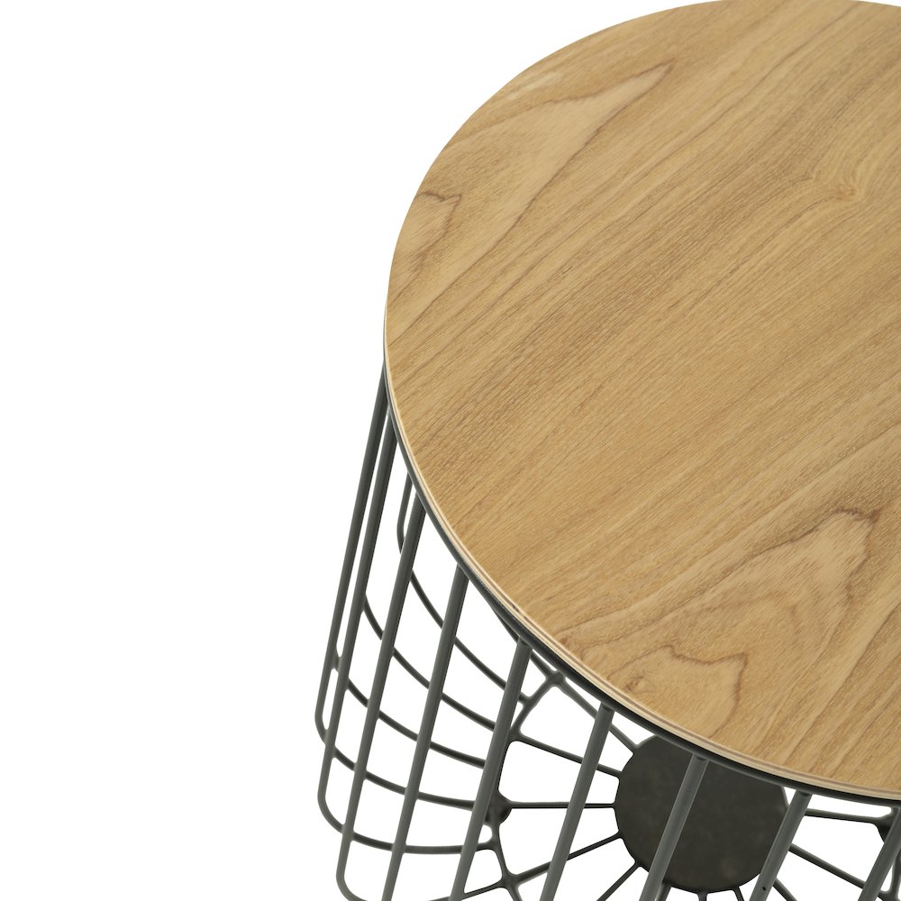 Runswick Modern Wood Top End Table With Metal Base in Natural Wood. Picture 8
