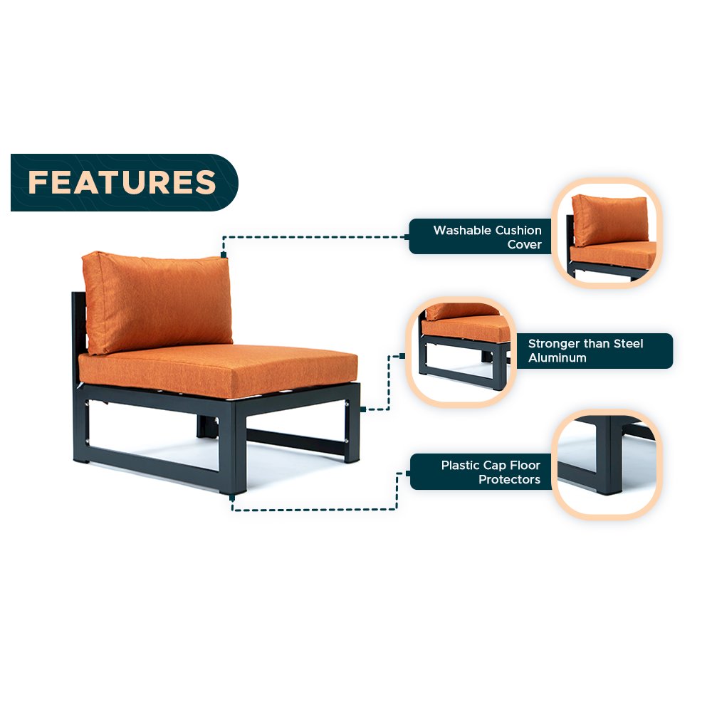 Chelsea 4-Piece Middle Patio Chairs Black Aluminum With Cushions. Picture 3