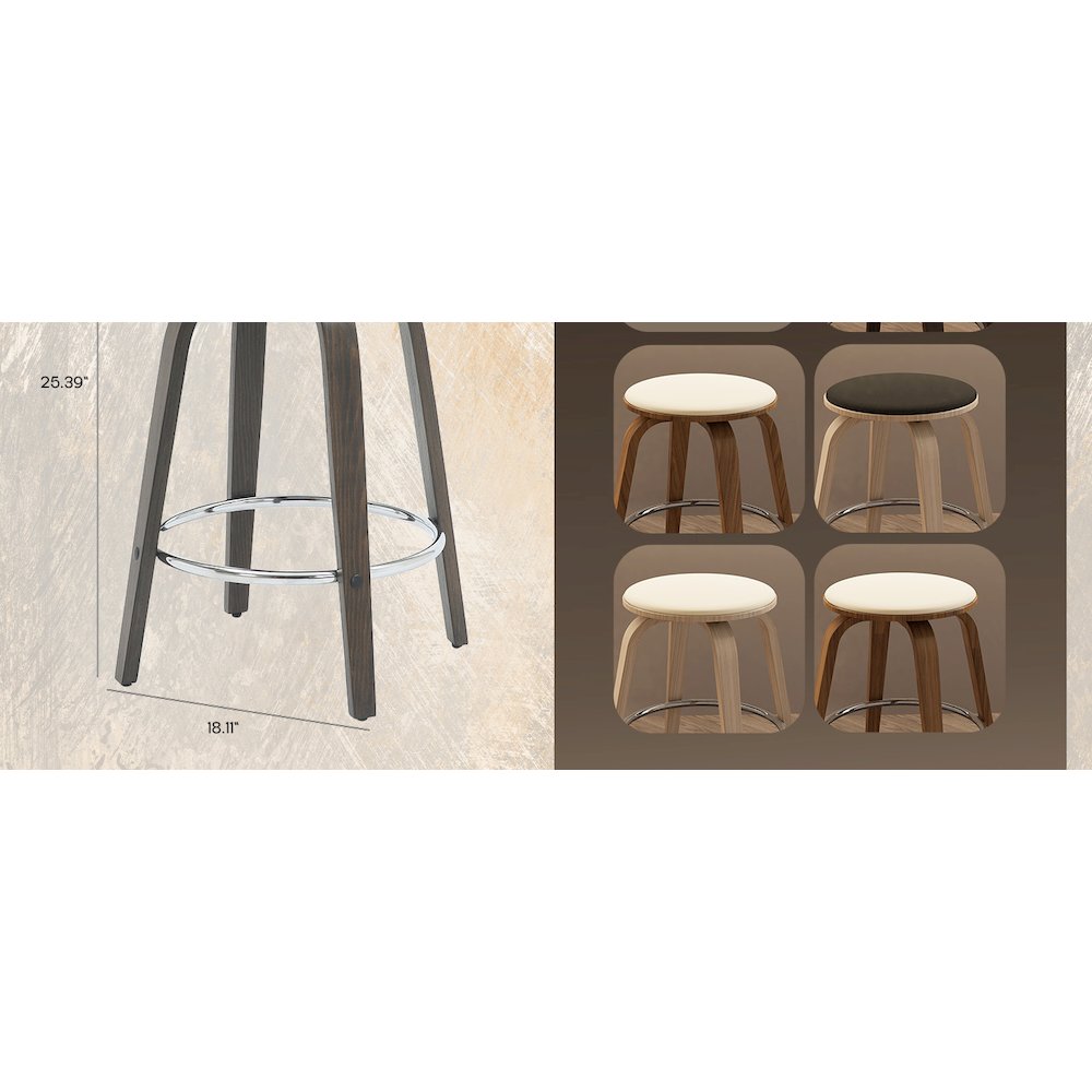 Wooden Counter Stool Pelya Collection Modern Style Walnut Glazed color in Brown. Picture 31