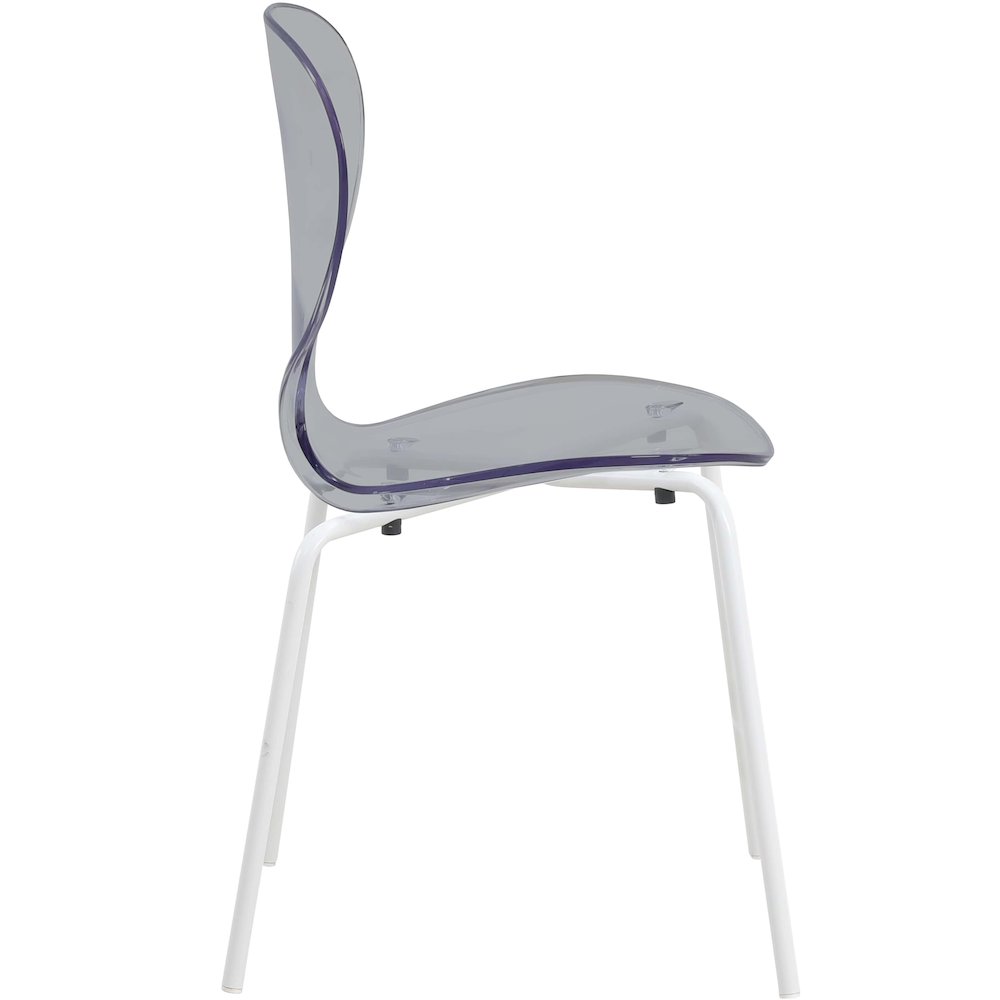 Modern Oyster Transparent Side Chair in White Base Set of 4. Picture 9