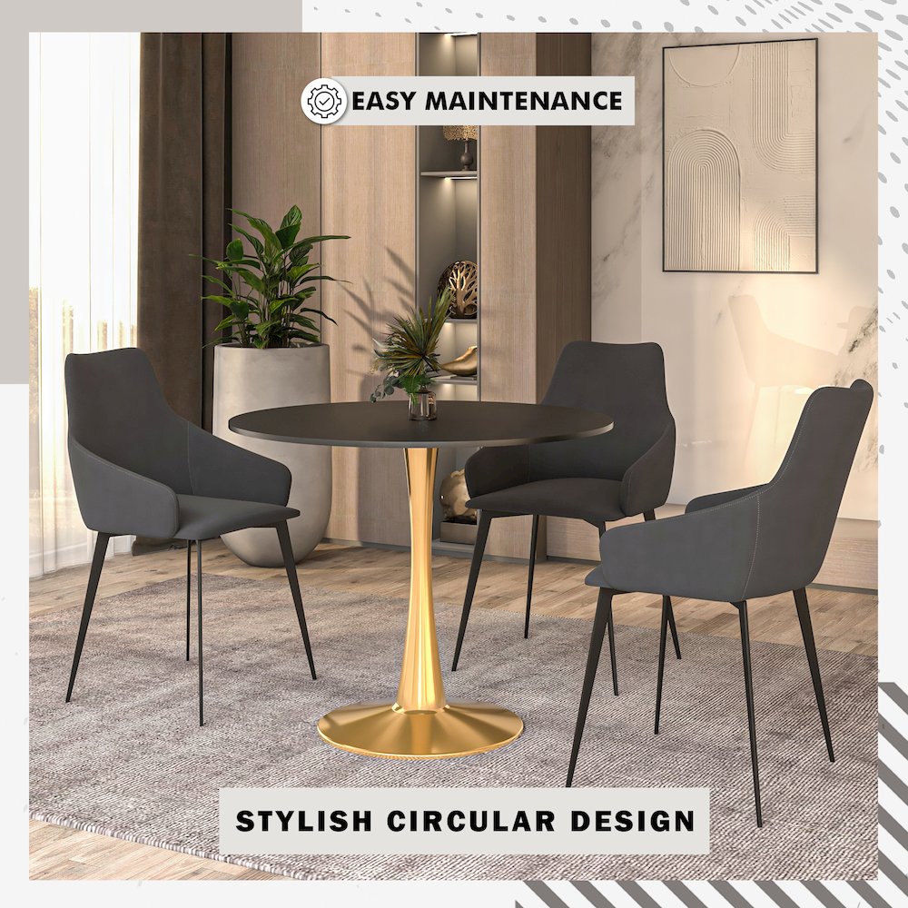 Bristol 40" round dining table Gold Base With Black Top. Picture 13
