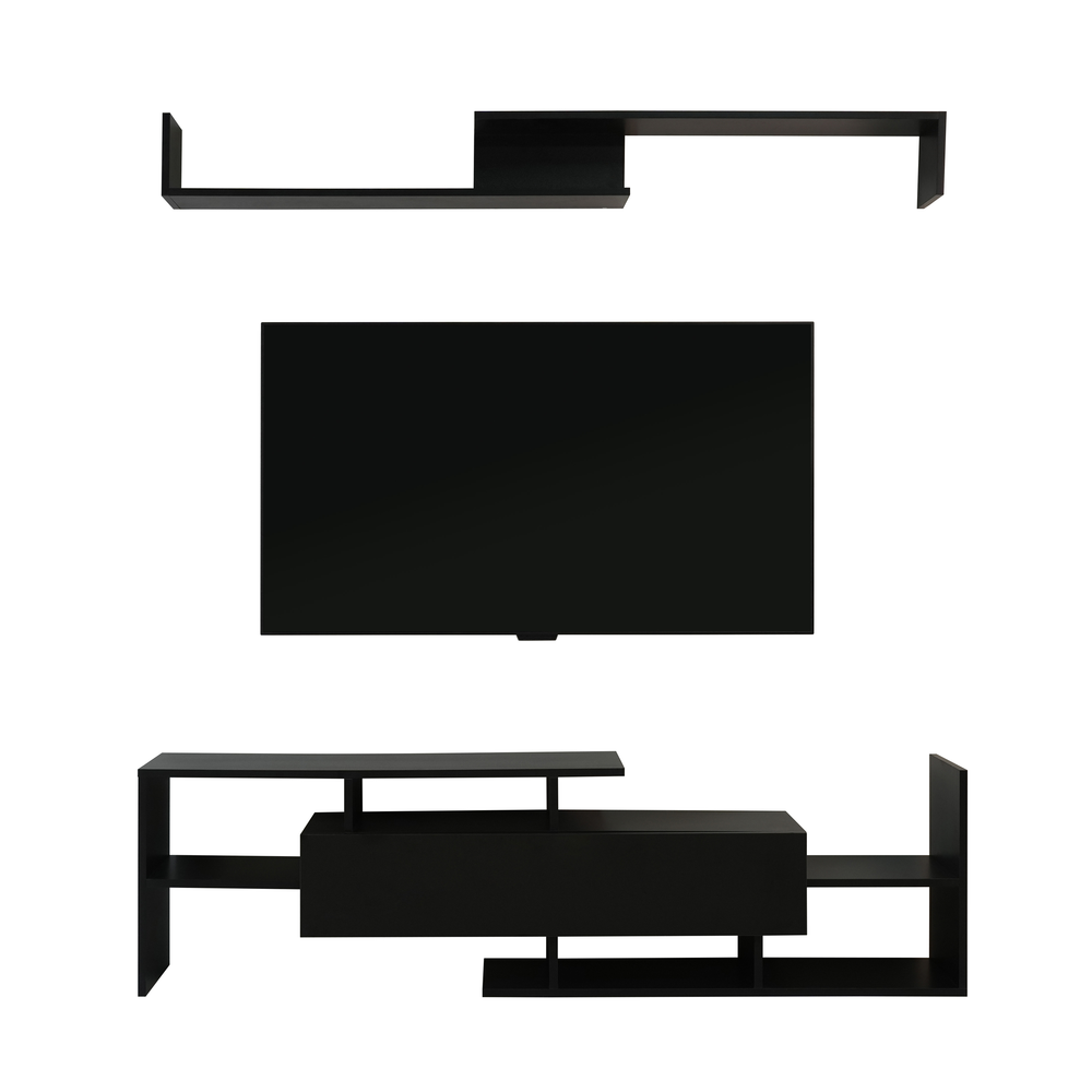 Surrey Modern TV Stand with MDF Shelves and Bookcase. Picture 10