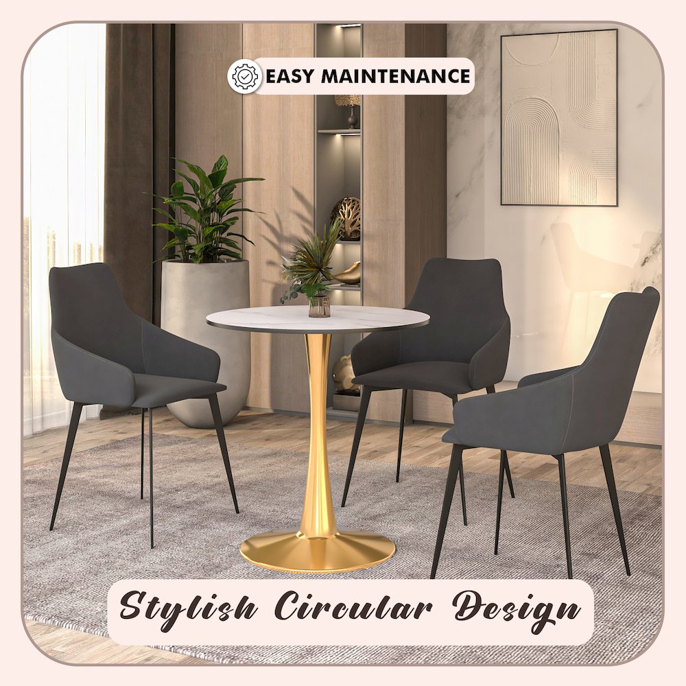 Bristol 24" round dining table Gold base with marbled MDF top. Picture 19