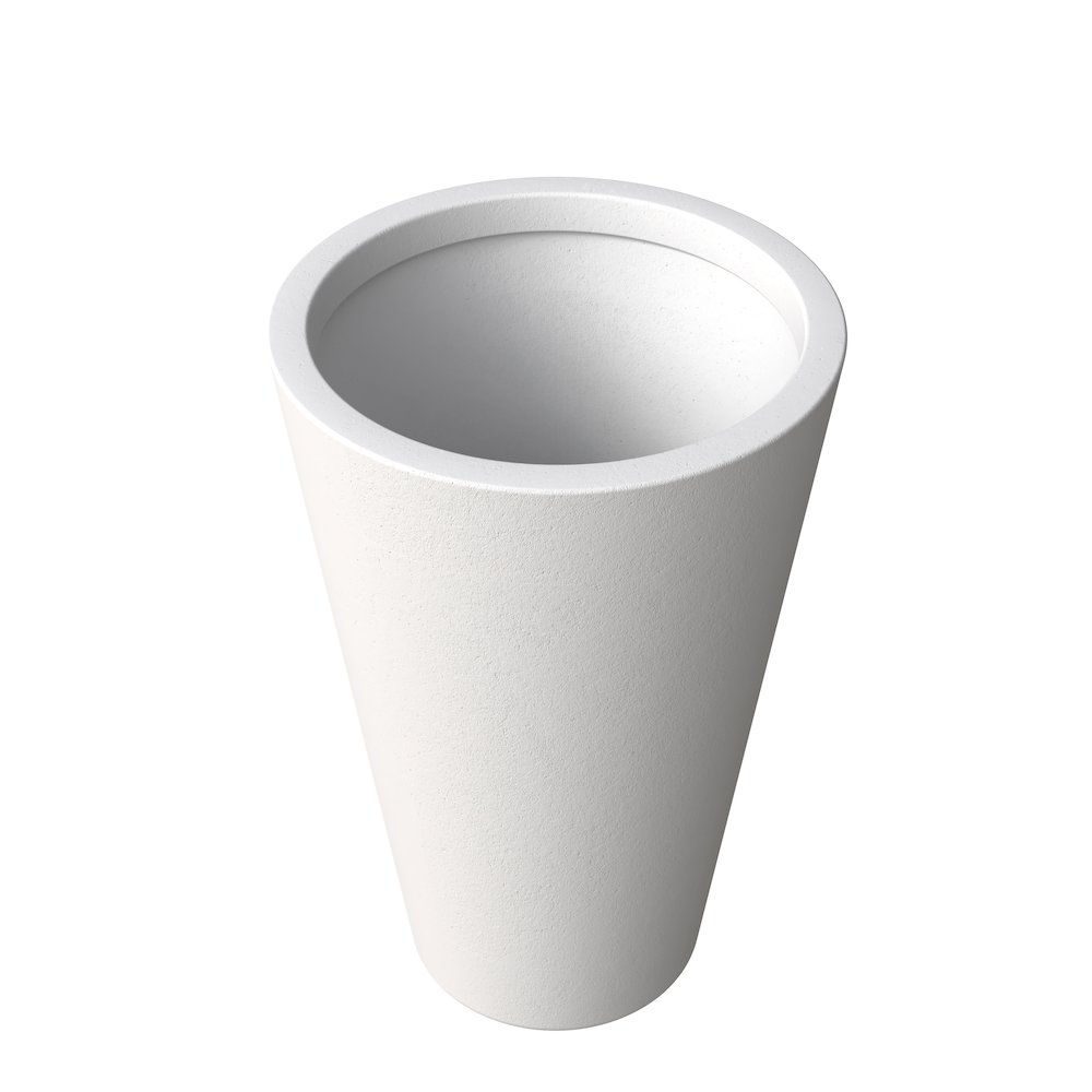 Pebble Series Poly Stone Planter 19.7." Dia 27.6" High in White. Picture 6