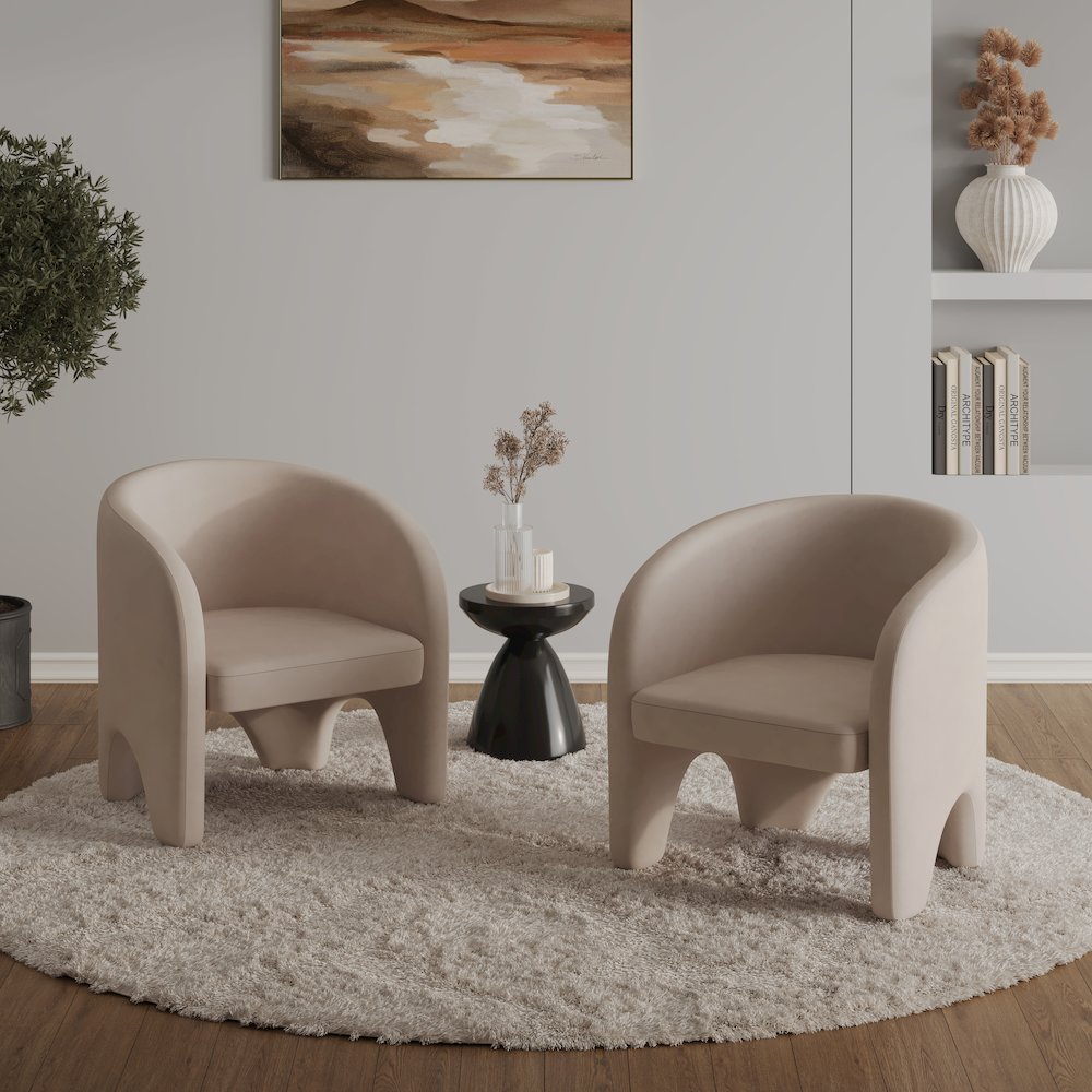 Lylo Collection Modern Accent Chair In Beige Velvet. Picture 7