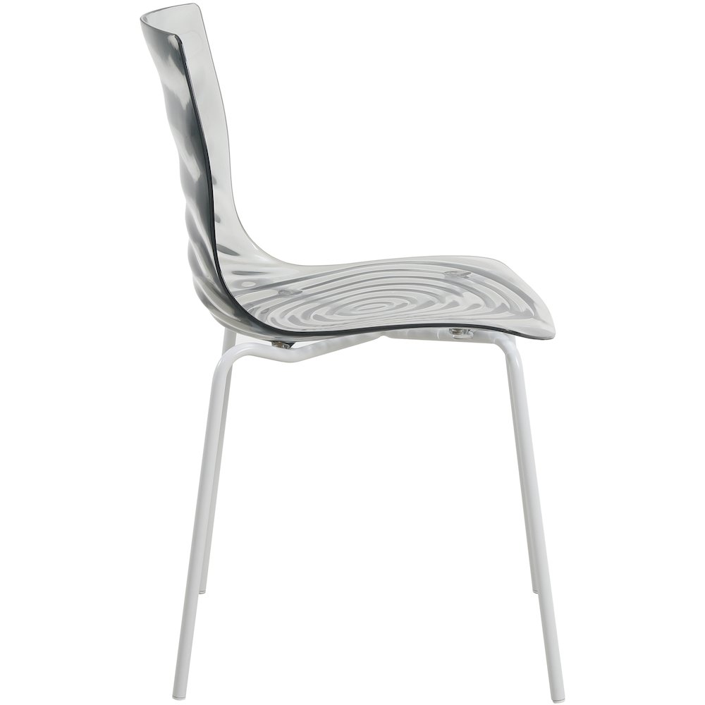 Astor Water Ripple Design Dining Chair in White Base Trans Black Seat Set of 2. Picture 10