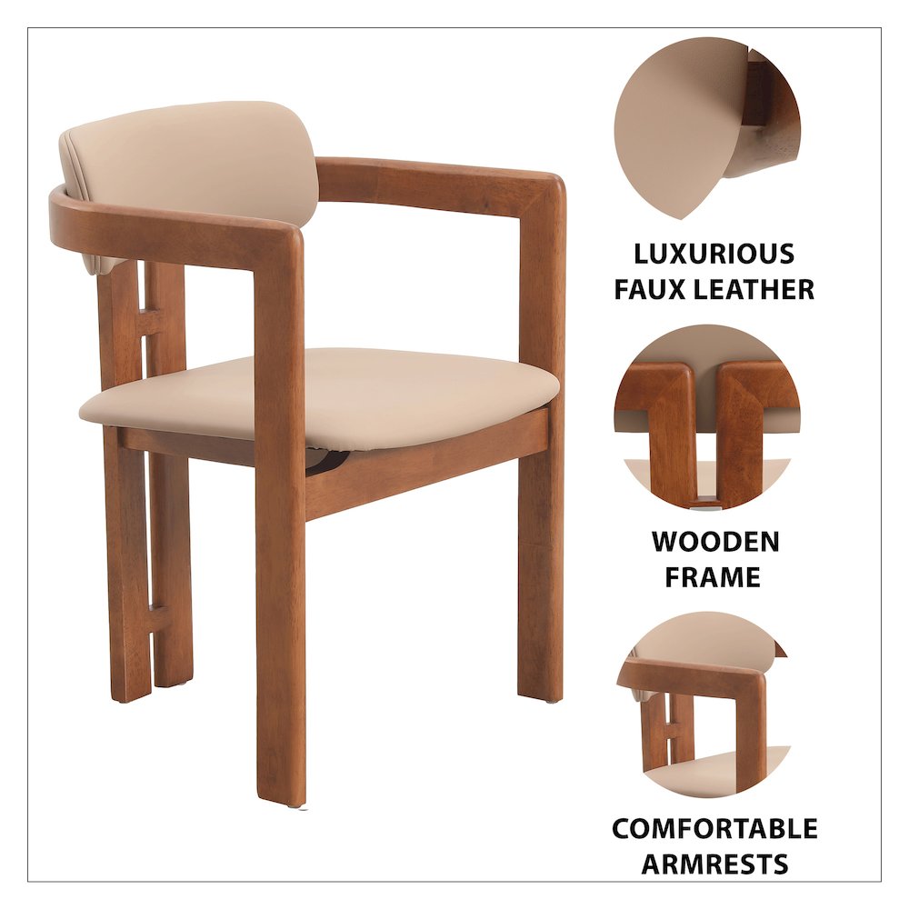Velo Series Modern Dining Cha...rk Natural Wood with Taupe Seat Set of 4. Picture 3