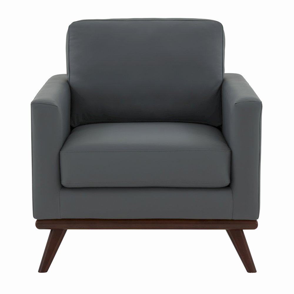 Chester Modern Leather Accent Arm Chair With Birch Wood Base. Picture 8