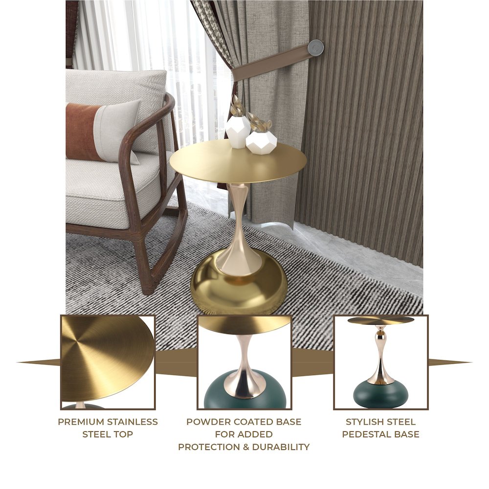 Savoy Collection Modern End Table In Gold. Picture 25