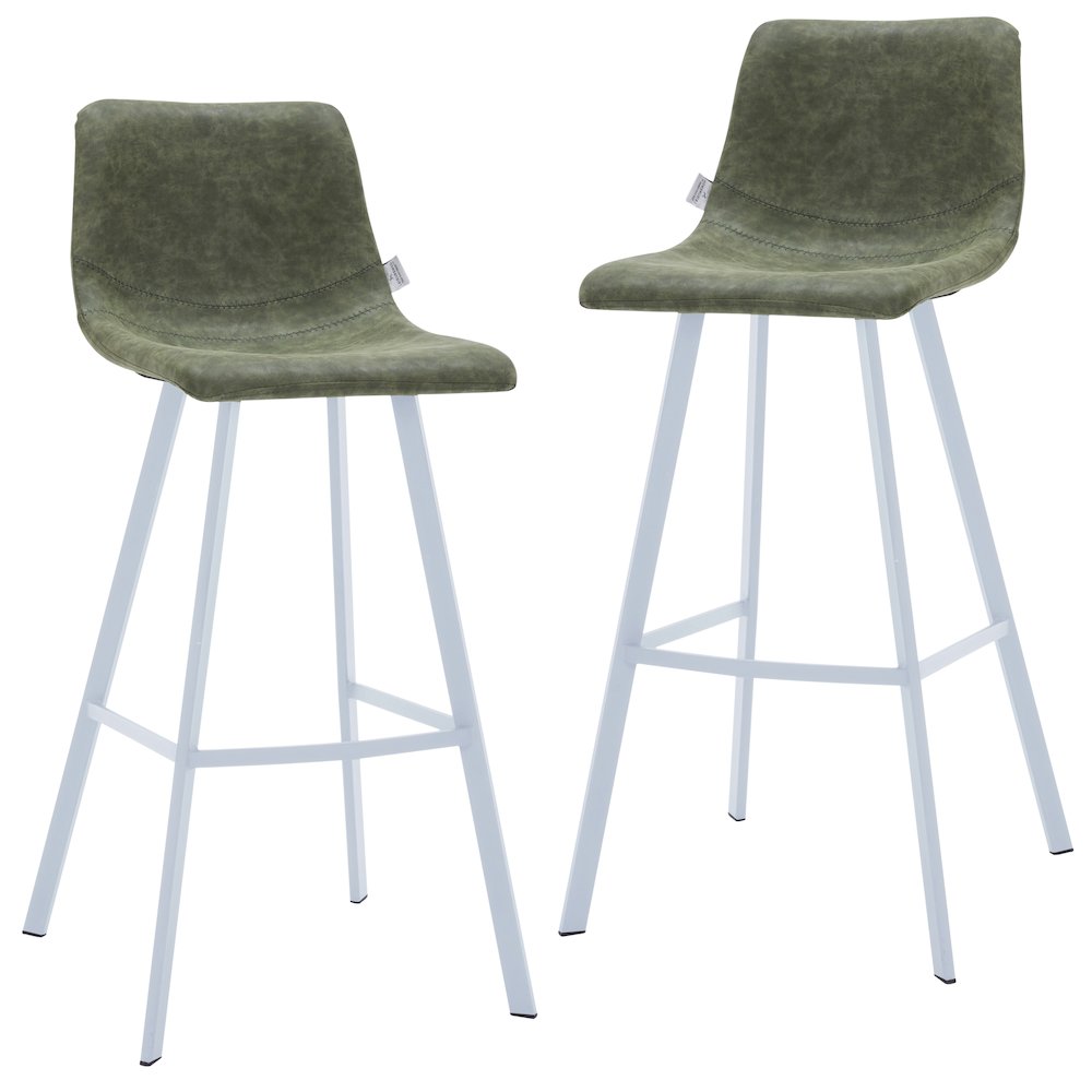 Elland - Bar stool - Olive Green- White Base Set of 2. Picture 2