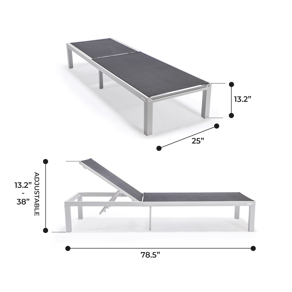 Marlin Patio Chaise Lounge Chair With White Aluminum Frame. Picture 8