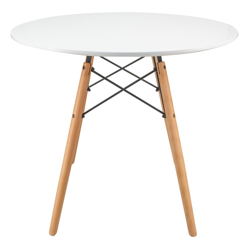 Dover Round Bistro Wood Top Dining Table W/ Natural Wood Eiffel Base. Picture 2