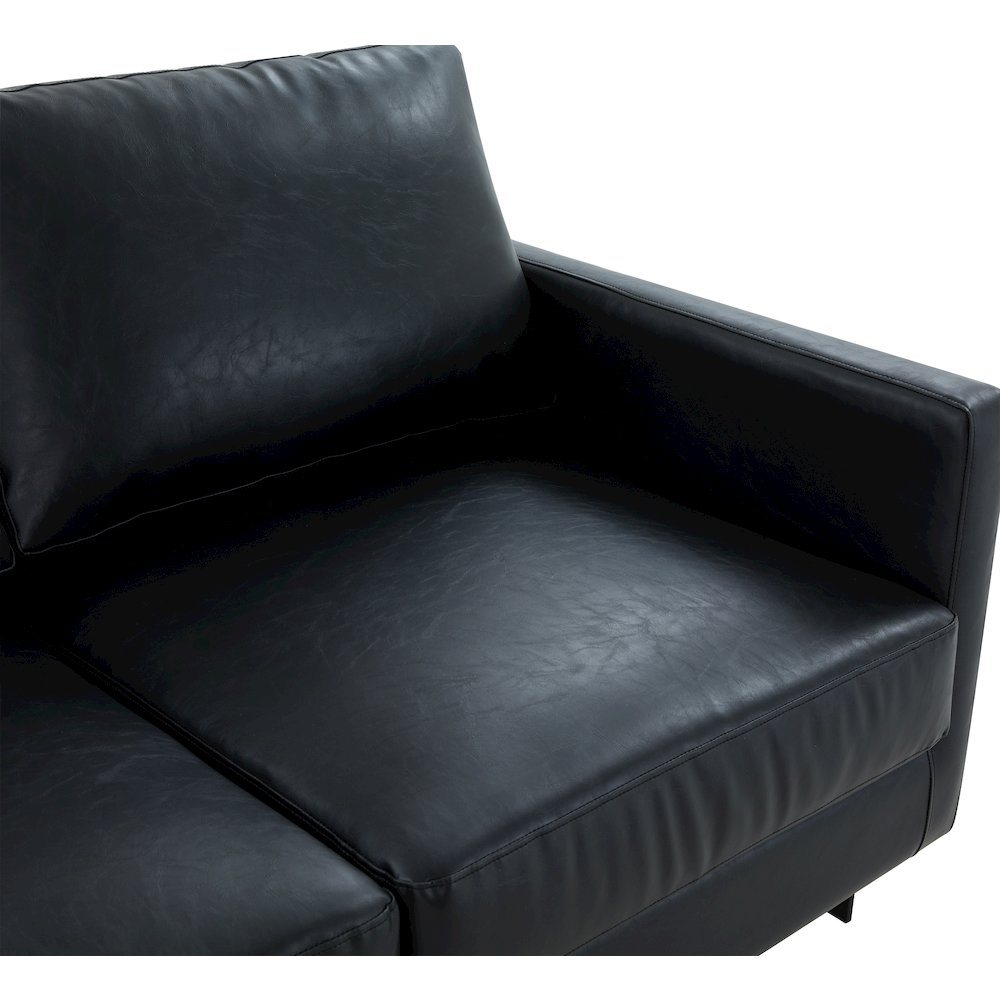 Lincoln Black Leather Sofa With Black Frame. Picture 10