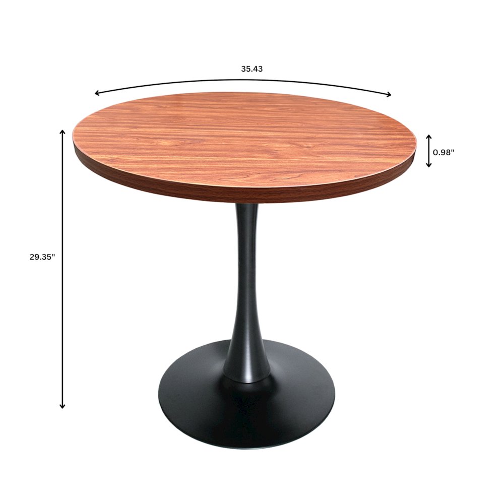 Bristol Dining table, Black Base with 36 Round Cognac Brown MDF top. Picture 3