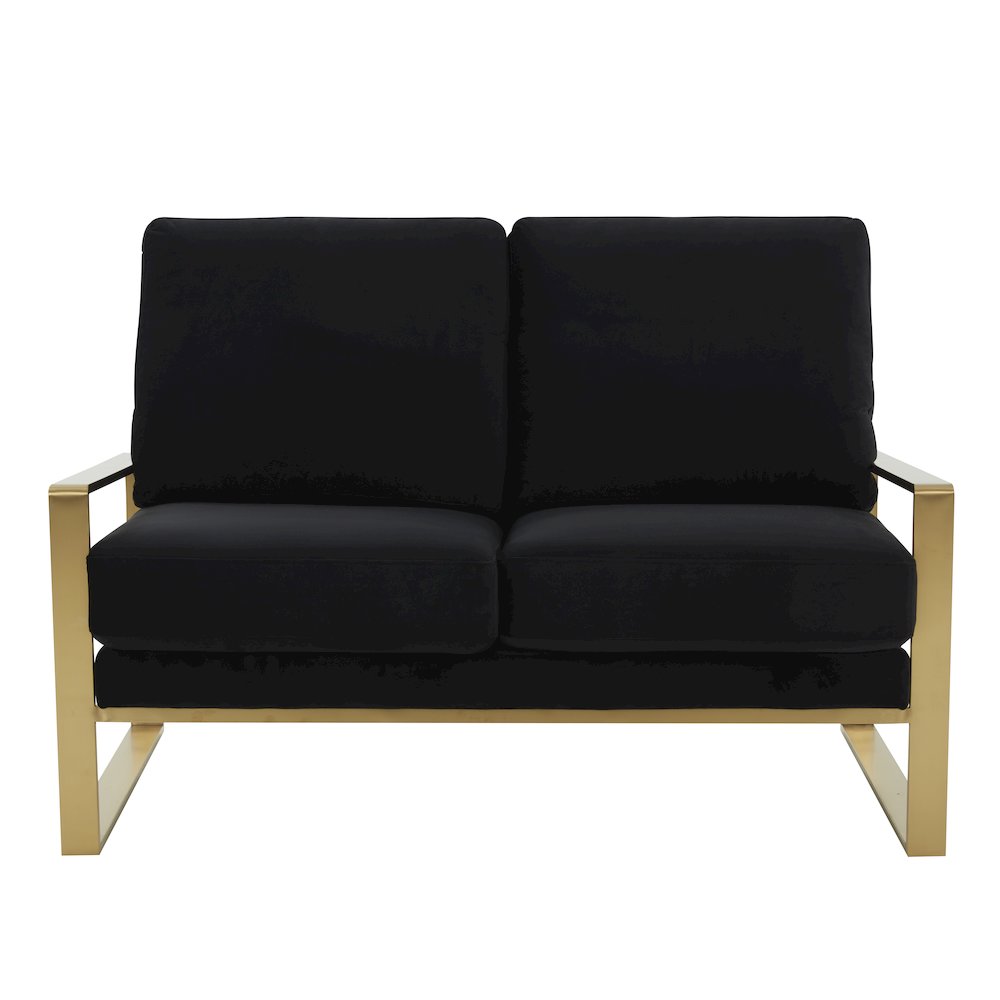 Jefferson Contemporary Modern Velvet Loveseat With Gold Frame. Picture 3